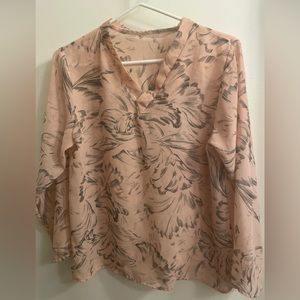 Casual Womens Long Sleeve Pink Black Thin Blouse Top ￼Ladies Floral Loose
